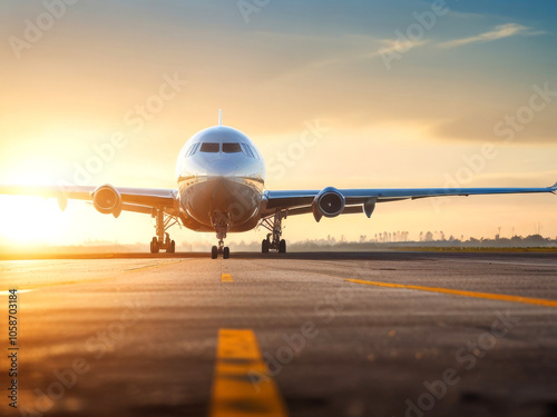 plane on the runway in the sun