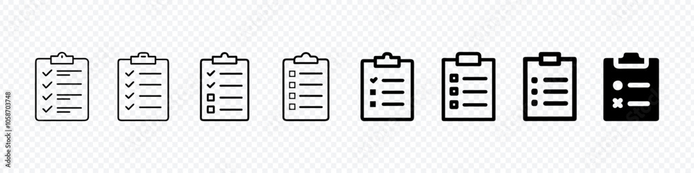 Set of clipboard icons set, Checklist icon set. Clipboard checklist or document. Checkmark, document, Clipboard icon. Checklist sign Set of clipboard icons set, Checklist icon set. Clipboard checklist or document. Checkmark, document, Clipboard icon. Checklist sign
