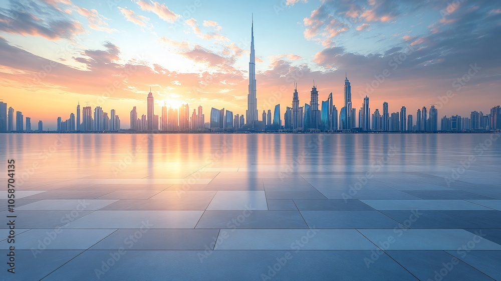 Manhattan, Dubai, Shanghai, and Hong Kong City Centers with Platforms, Roads, Parking Lots, and Brick Pavements for Car Advertisement Background Manhattan, Dubai, Shanghai, and Hong Kong City Centers with Platforms, Roads, Parking Lots, and Brick Pavements for Car Advertisement Background