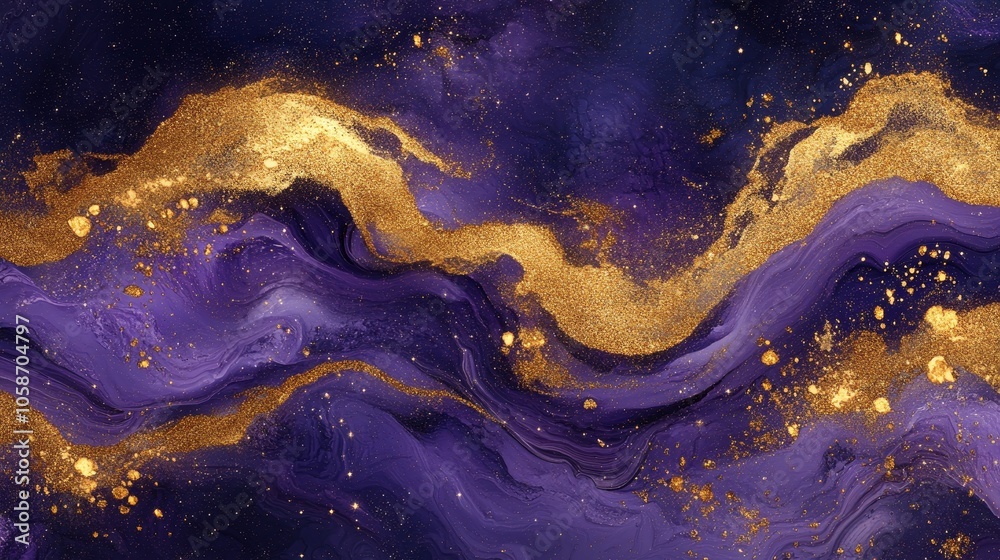 Elegant Luxurious Dark Purple and Gold Marble Texture Background ...