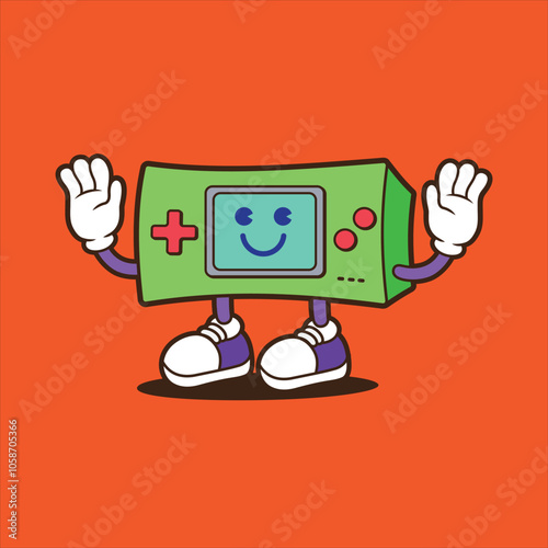 game-boy micro say hello vector mascot illustration Games design concept