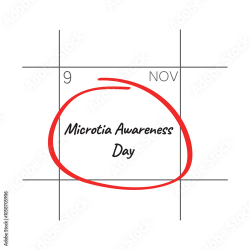 Microtia Awareness Day, November 9 - calendar date. photo