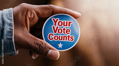 Voter motivation concept with hand holding 