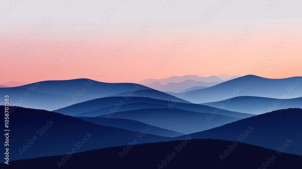 A panoramic view of a mountain range at sunset with a soft, pink sky. The mountains are layered in the distance, with the closest ones appearing dark and the furthest ones fading into the horizon. A panoramic view of a mountain range at sunset with a soft, pink sky. The mountains are layered in the distance, with the closest ones appearing dark and the furthest ones fading into the horizon.