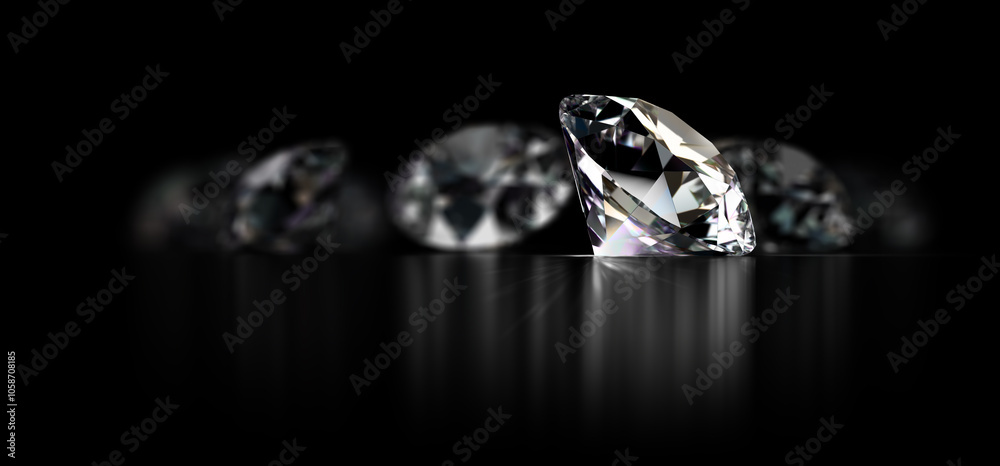 diamonds on a black reflective background diamonds on a black reflective background