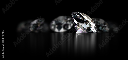 diamonds on a black reflective background