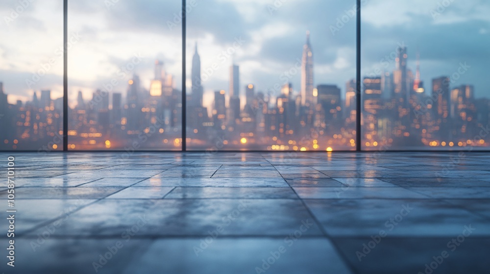 Obraz premium Manhattan, Dubai, Shanghai, and Hong Kong City Centers with Platforms, Roads, Parking Lots, and Brick Pavements for Car Advertisement Background