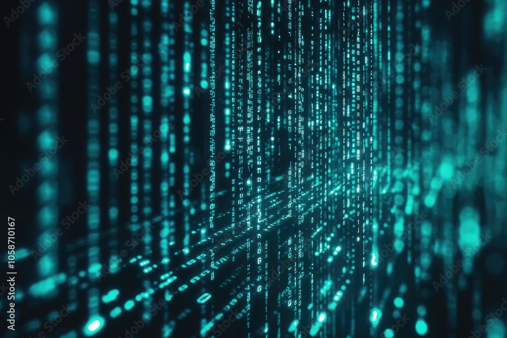 Abstract Digital Rain of Turquoise Binary Code Abstract Digital Rain of Turquoise Binary Code