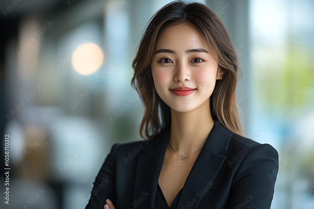 Confident Businesswoman with Brown Hair and Arms Crossed Confident Businesswoman with Brown Hair and Arms Crossed