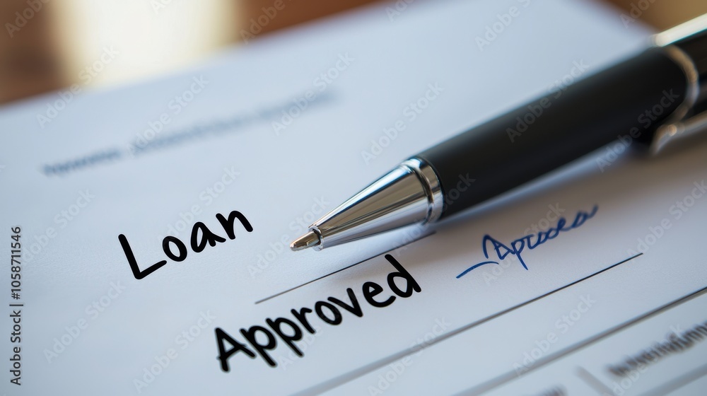 Loan Approval Document with Pen and Signature Loan Approval Document with Pen and Signature