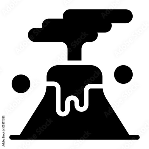Volcano Eruption Solid Icon