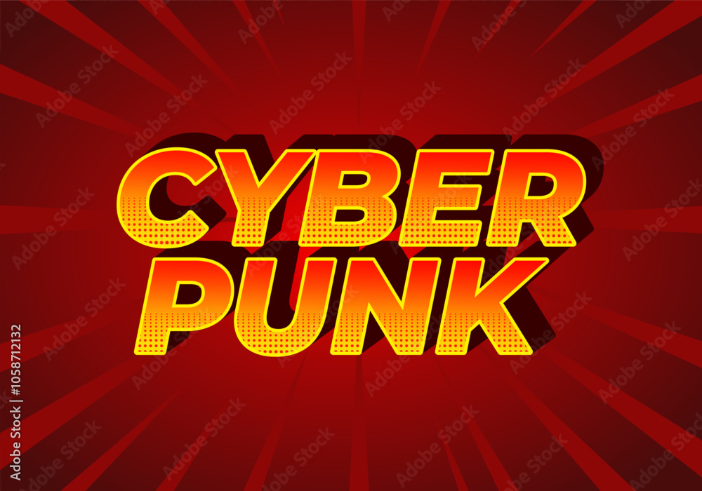 Cyber punk. Text effect in bold fonts with 3D style