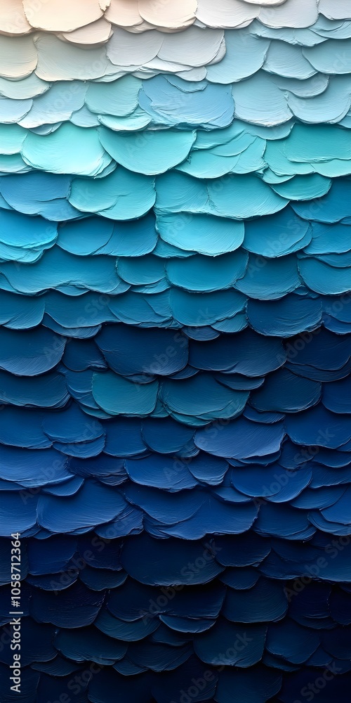 An abstract composition of overlapping paint chips in various shades of blue, creating a serene and calming visual texture reminiscent of ocean waves. An abstract composition of overlapping paint chips in various shades of blue, creating a serene and calming visual texture reminiscent of ocean waves.