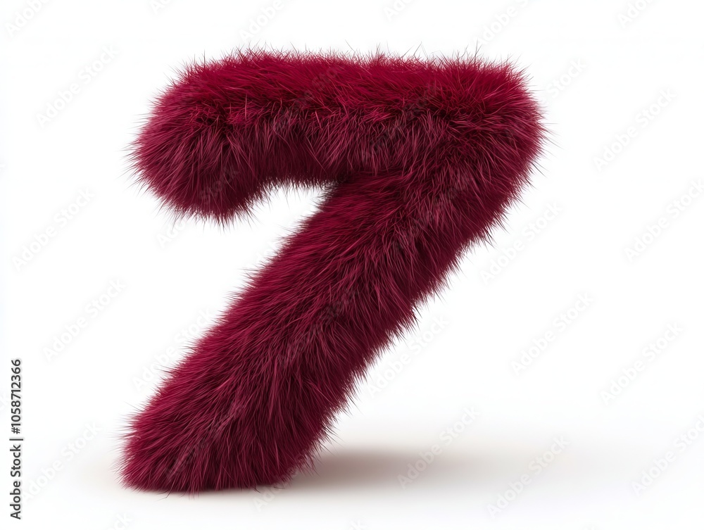 A red furry number 7 on a white background A red furry number 7 on a white background