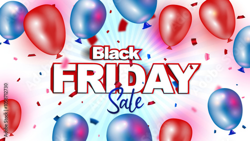black friday sale background  with colorful balloons