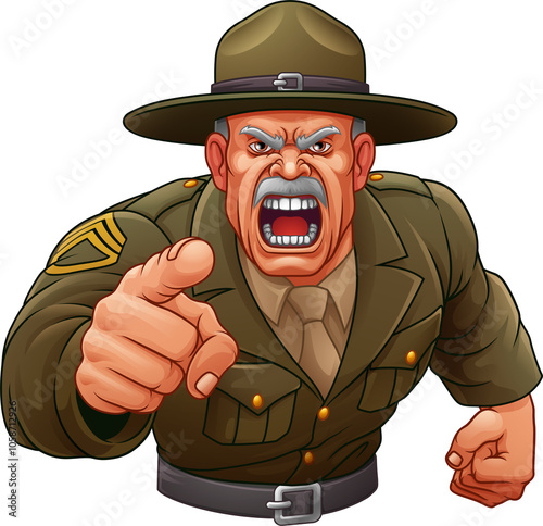Fototapeta Drill Instructor Sergeant Bootcamp Army Soldier
