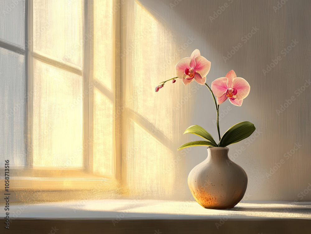 Blooming Orchid in a Peaceful Corner Blooming Orchid in a Peaceful Corner