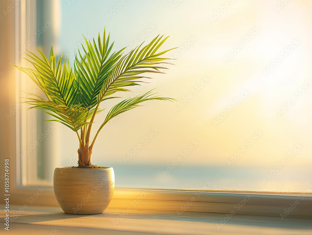 Miniature Palm Tree in a Calming Scene Miniature Palm Tree in a Calming Scene