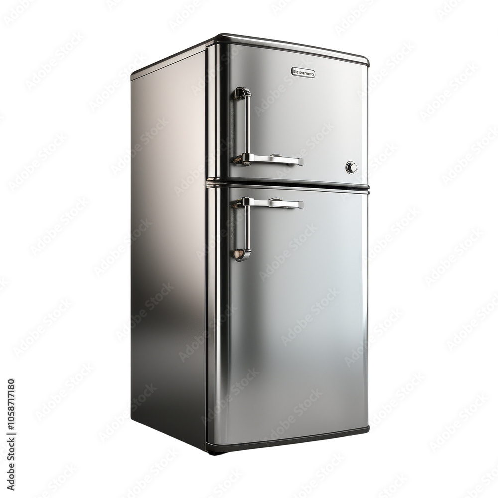 silver refrigerator isolated on transparent background silver refrigerator isolated on transparent background
