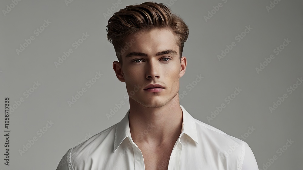 Obraz premium Male model , fashion model , male portrait , standing portrait , male advertisement photo