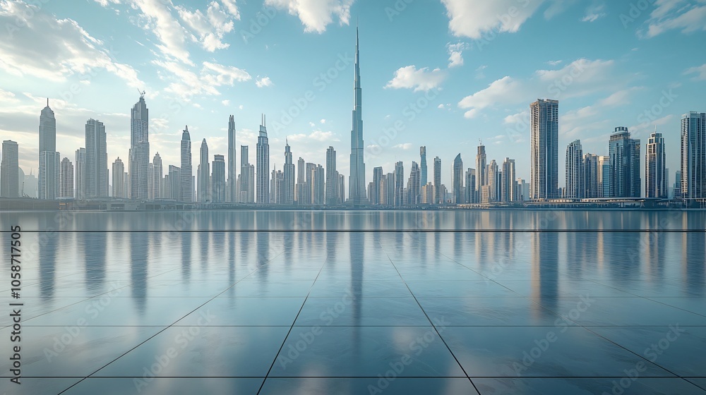 Manhattan, Dubai, Shanghai, and Hong Kong City Centers with Platforms, Roads, Parking Lots, and Brick Pavements for Car Advertisement Background Manhattan, Dubai, Shanghai, and Hong Kong City Centers with Platforms, Roads, Parking Lots, and Brick Pavements for Car Advertisement Background