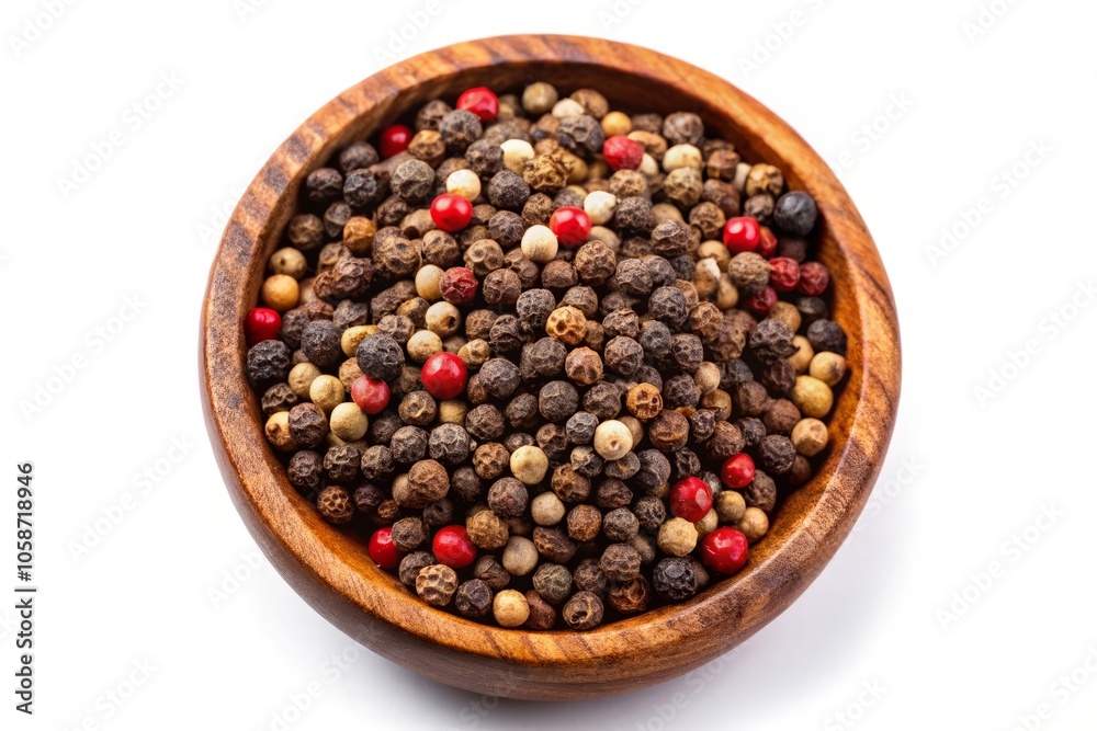 Top View of Ground Pepper Corn in Wooden Bowl on White Background - Culinary Photography, Spices, Food Styling, Natural Ingredients, Kitchen Decor, Seasoning, Gourmet Cooking Top View of Ground Pepper Corn in Wooden Bowl on White Background - Culinary Photography, Spices, Food Styling, Natural Ingredients, Kitchen Decor, Seasoning, Gourmet Cooking