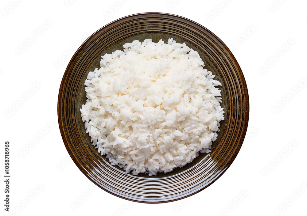 Cooked white rice isolated on transparent or white background Cooked white rice isolated on transparent or white background
