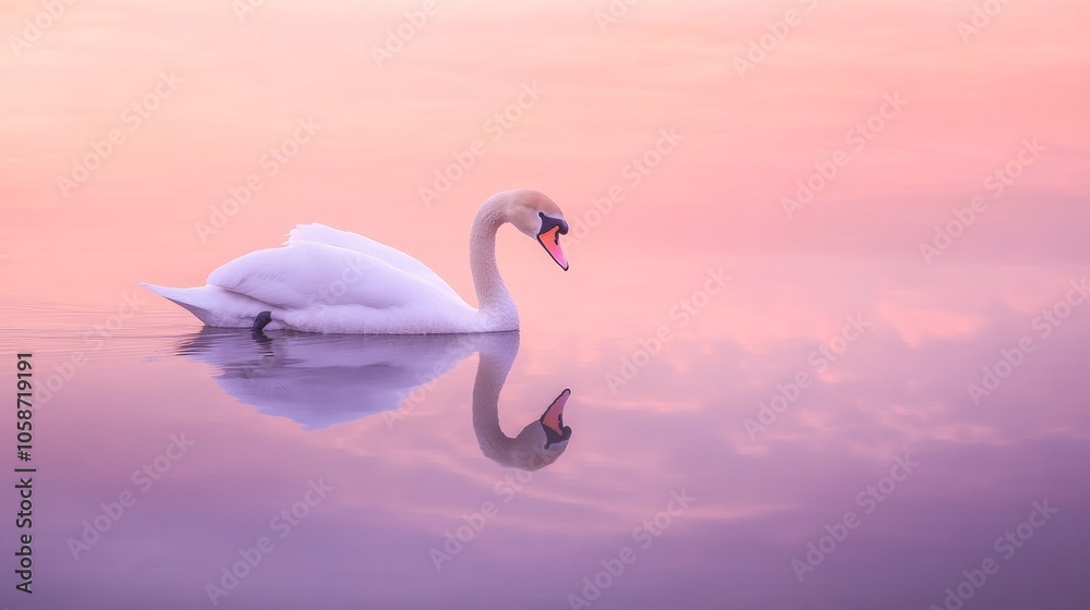 Obraz premium A swan is swimming in a pond