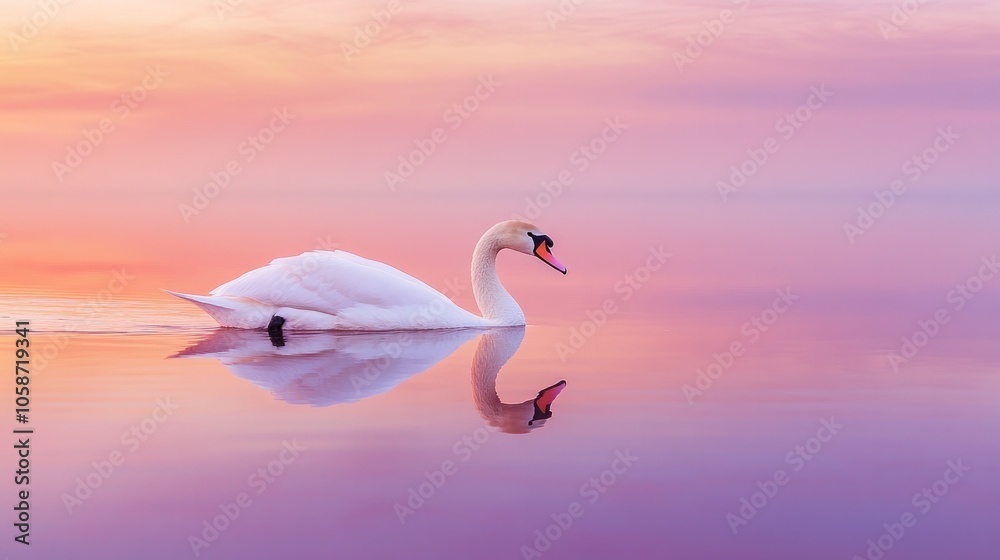A swan is swimming in a lake A swan is swimming in a lake