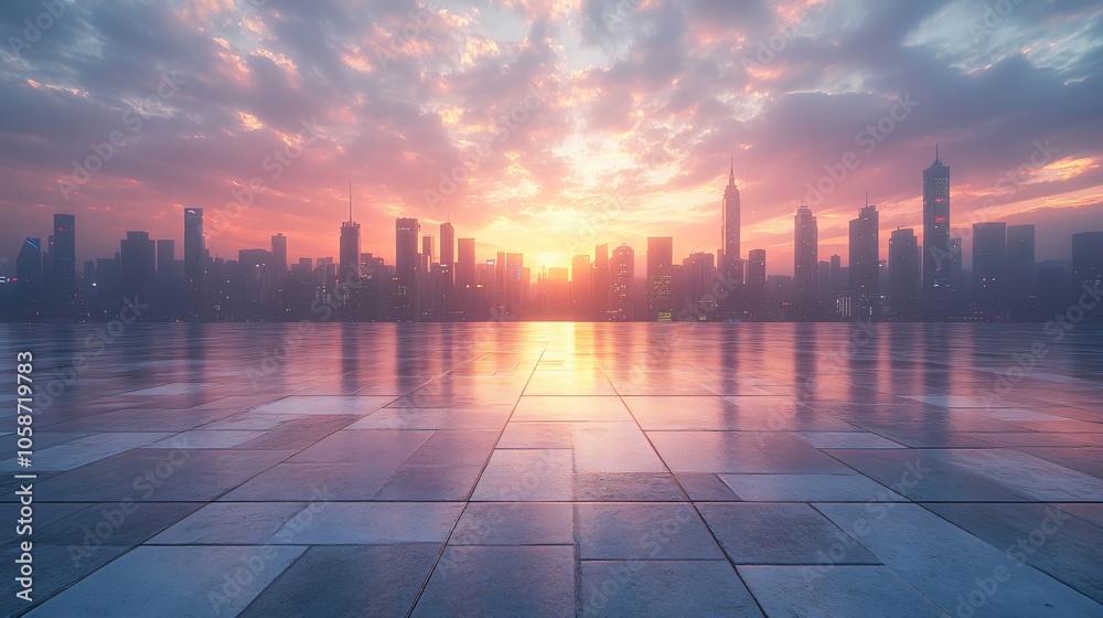 Manhattan, Dubai, Shanghai, and Hong Kong City Centers with Platforms, Roads, Parking Lots, and Brick Pavements for Car Advertisement Background Manhattan, Dubai, Shanghai, and Hong Kong City Centers with Platforms, Roads, Parking Lots, and Brick Pavements for Car Advertisement Background