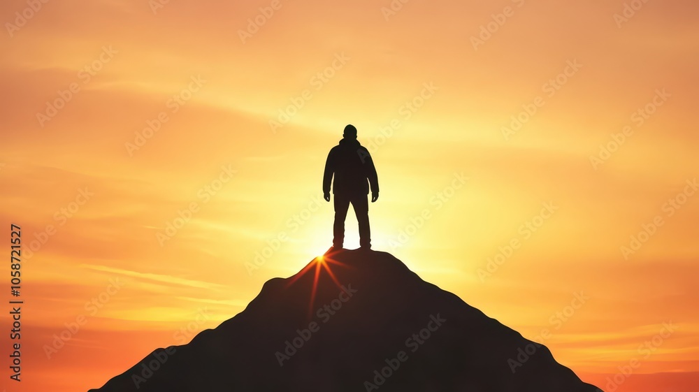 Figure Climbing Steep Hill at Sunrise: A Powerful Symbol of Self-Motivation and Determination Figure Climbing Steep Hill at Sunrise: A Powerful Symbol of Self-Motivation and Determination