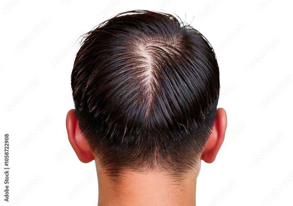 Man showing hair loss and restored hair side by side isolated on transparent or white background Man showing hair loss and restored hair side by side isolated on transparent or white background
