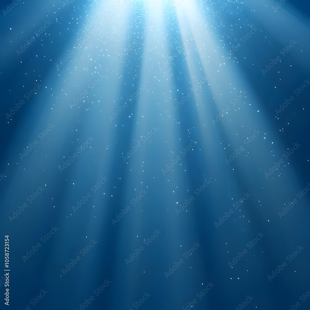 A serene underwater scene featuring rays of light piercing through deep blue water, creating a tranquil ambiance filled with shimmering particles. A serene underwater scene featuring rays of light piercing through deep blue water, creating a tranquil ambiance filled with shimmering particles.