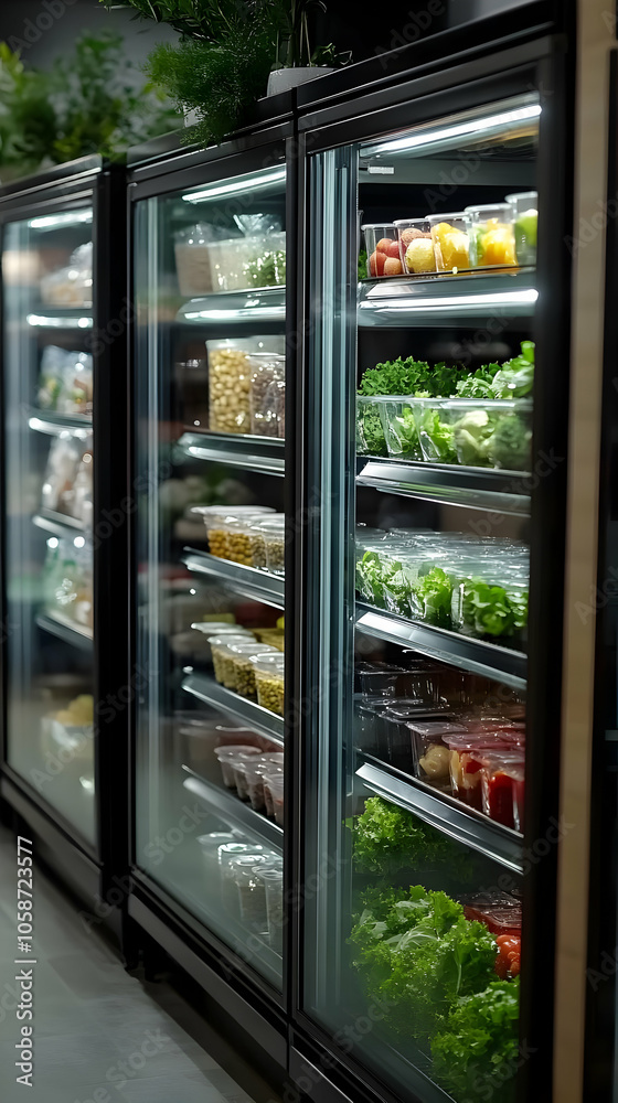 Photo - Fresh Food Display in a Modern Supermarket Refrigerator