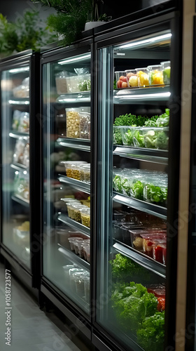 Obraz na płótnie Photo - Fresh Food Display in a Modern Supermarket Refrigerator w salonie