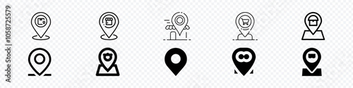Location icon set. Flat icon set of location and map pins. Pin icon set. Location icon vector. destination icon. map pin, Pin icon set. 