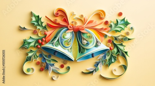 A bell is on a yellow background