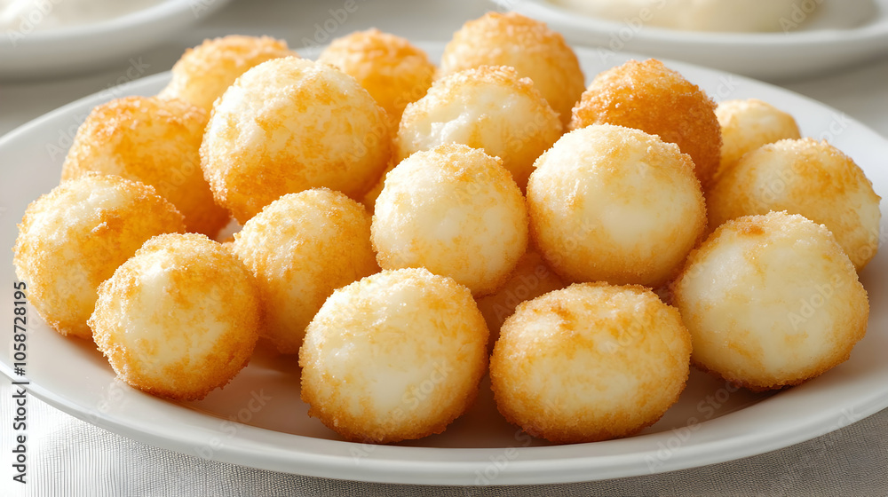 Delicious Photo of Fried Cheese Balls on a Plate Delicious Photo of Fried Cheese Balls on a Plate