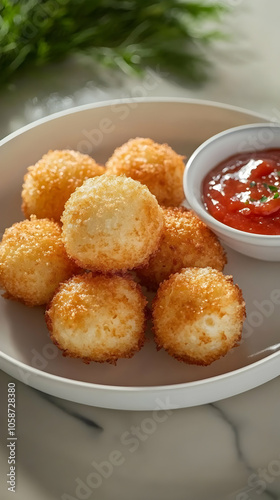 Crispy Fried Arancini Rice Balls with Tomato Sauce Photo