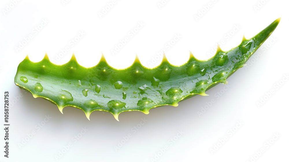 Naklejka premium Aloe Vera Leaf with Water Droplets
