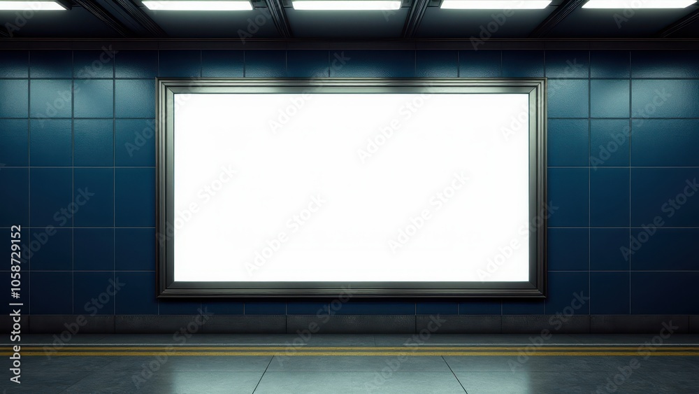 High-quality movie poster mockup in a subway station, showing a blank poster space. Great for showcasing film designs or advertisements in a busy, urban setting. High-quality movie poster mockup in a subway station, showing a blank poster space. Great for showcasing film designs or advertisements in a busy, urban setting.