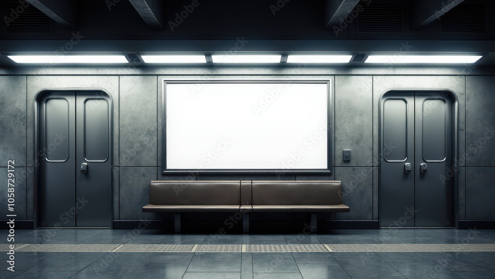 Realistic movie poster mockup in a subway station with a blank frame on a tiled wall. Ideal for showcasing film posters or ads in an urban setting. Realistic movie poster mockup in a subway station with a blank frame on a tiled wall. Ideal for showcasing film posters or ads in an urban setting.