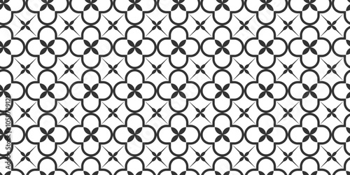 Black and white luxury vector seamless pattern. Ornament, Traditional, Ethnic, Arabic, Turkish.