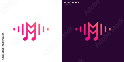 Simple music logo. Wave, tone, instrument. Icon symbol template design EPS 10.