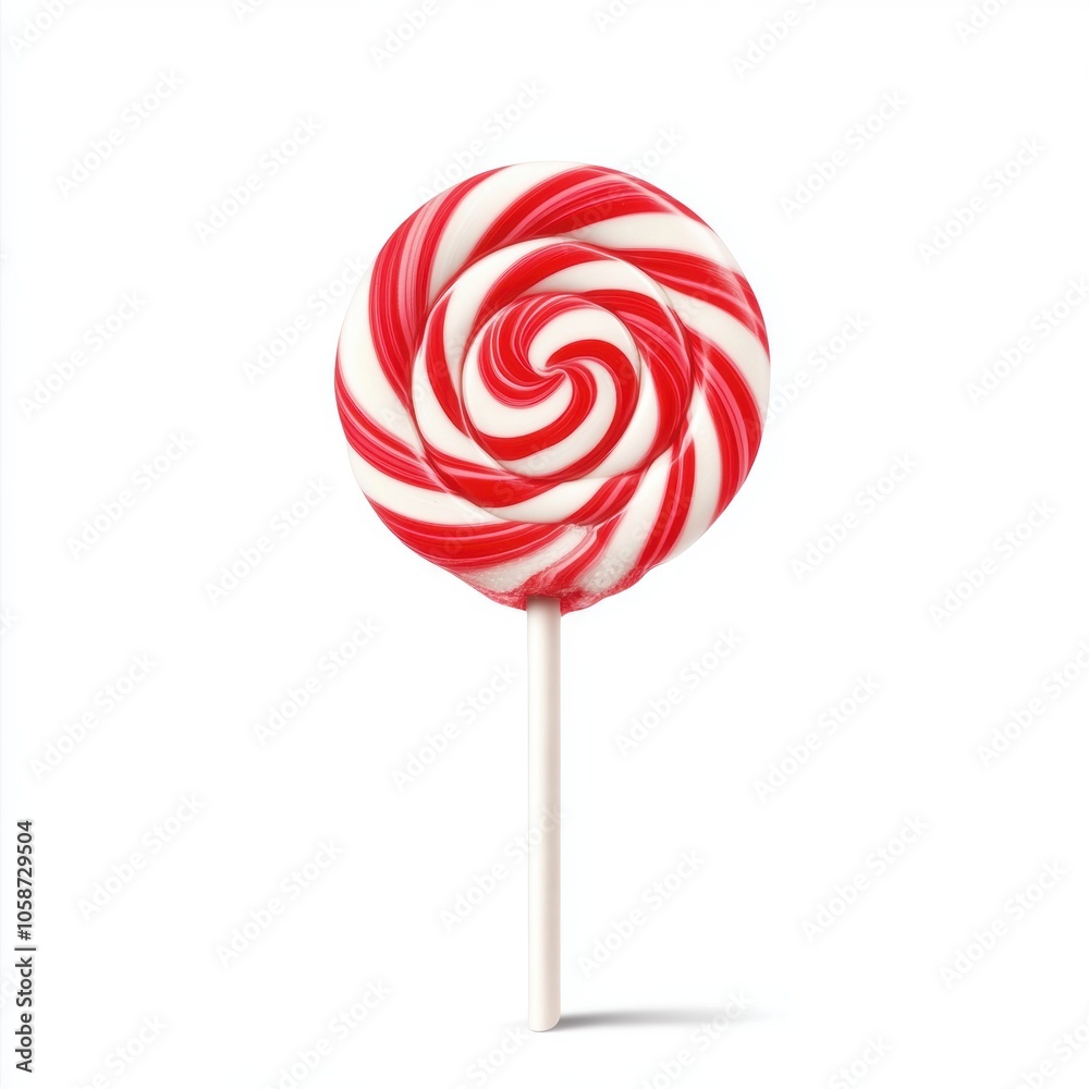Colorful swirl lollipop on a white background, perfect for candy lovers and festive treats.