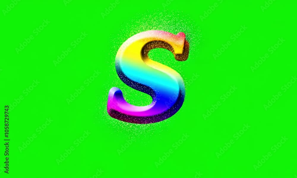 letter s with beautiful magic colors on green screen letter s with beautiful magic colors on green screen