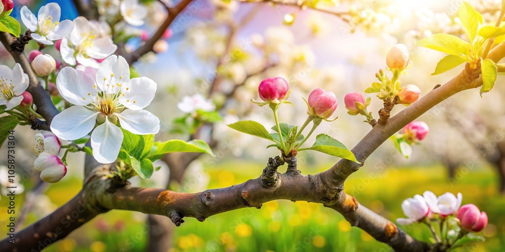 Springtime blossoms of apple trees, cherries, plums, pears, and flowers blooming Springtime blossoms of apple trees, cherries, plums, pears, and flowers blooming