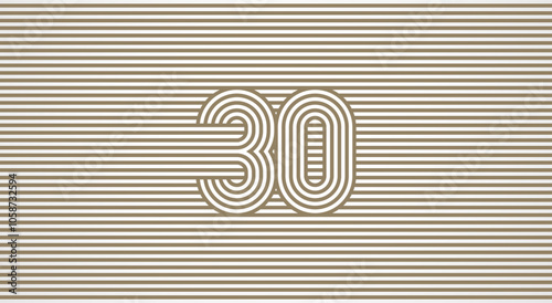 Number 30 logo design Inspiration. Number 30 logo multi line style that blends into the line background. flat design logo template. vector illustration
