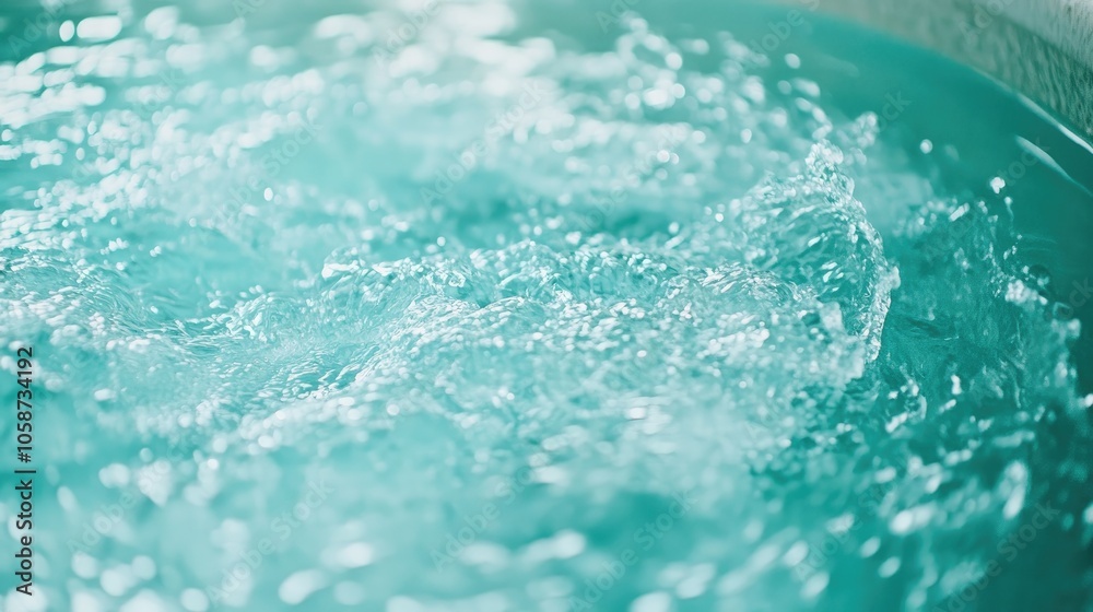 Closeup of serene clear water surface with splashes in a stylish mint hue Swimming pool water texture creates a fresh and modern abstract natural backdrop Color trend inspiration Closeup of serene clear water surface with splashes in a stylish mint hue Swimming pool water texture creates a fresh and modern abstract natural backdrop Color trend inspiration