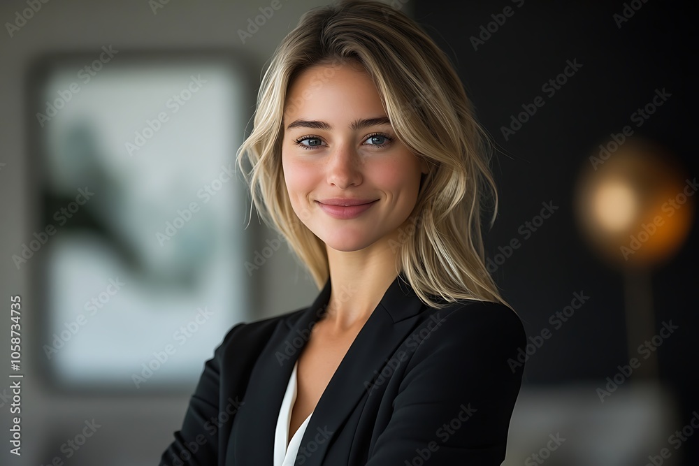 Confident Freckled Woman in Black Blazer Headshot Confident Freckled Woman in Black Blazer Headshot